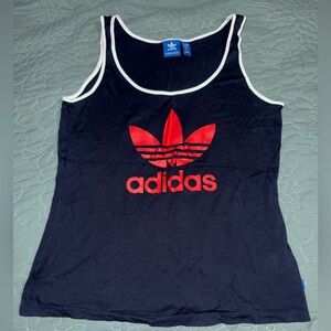 Adidas Women's Black Tank Top with Red Logo